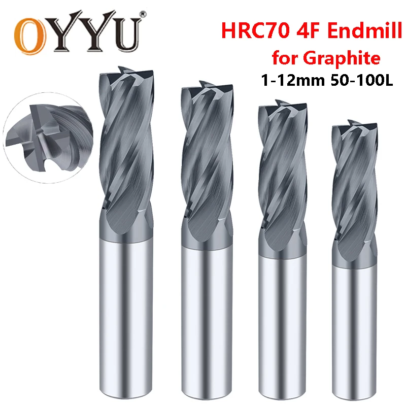 

Oyu HRC70 4 Флейта с покрытием фреза фрезы вольфрамовые стальной роутер бит для графитового CNC резки карбида алмаза 1-12 мм 50л