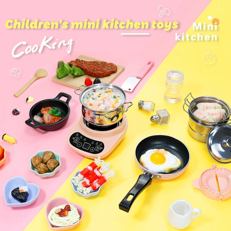 Children's Mini Kitchen Complete Cooking Girl Small Kitchen Set Children's Puzzle Play House Toys Real Cooking Food Set Kids