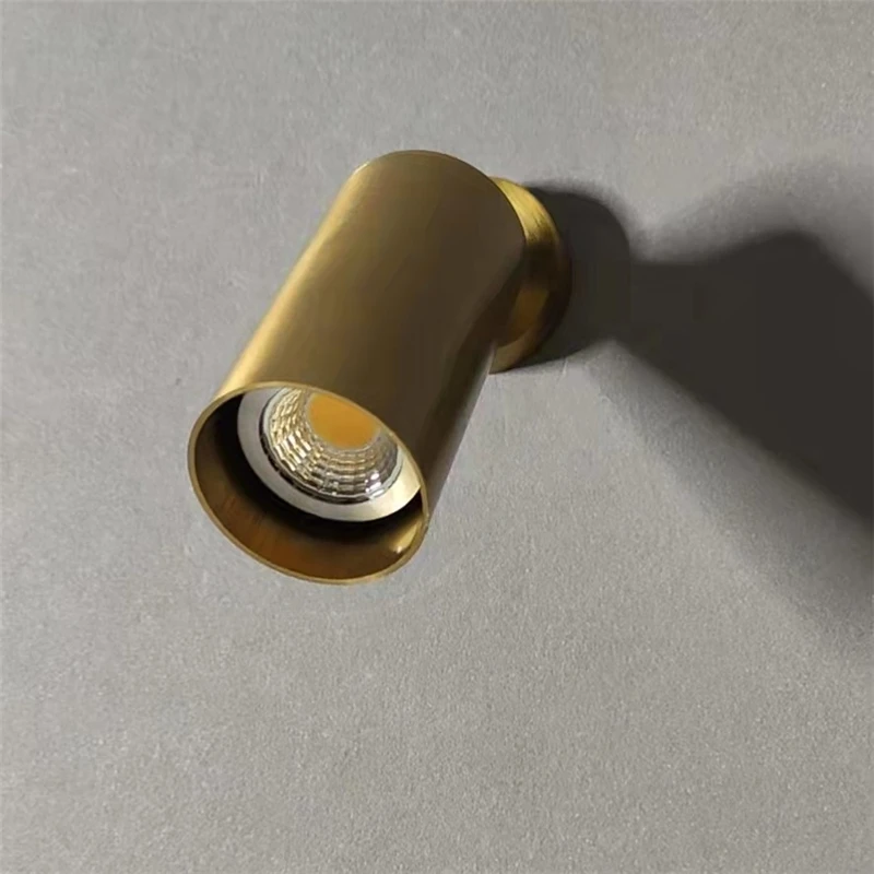 현대적인 미니멀리스트 천장 조명 360 ° 회전식 구리 색상 LED 천장 트랙 통 5W E27 전구 교체 가능한 벽 스포트 라이트