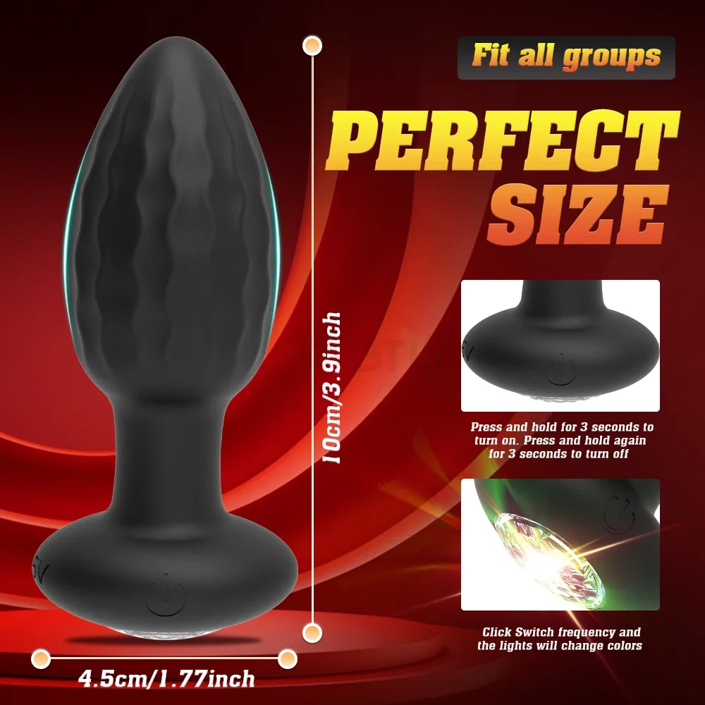 Wireless APP Controlled Anal Plug Vibrator Butt Plug Vibrator with LED Light Male Prostate Massager Sex Toys for Women Men Adult 5