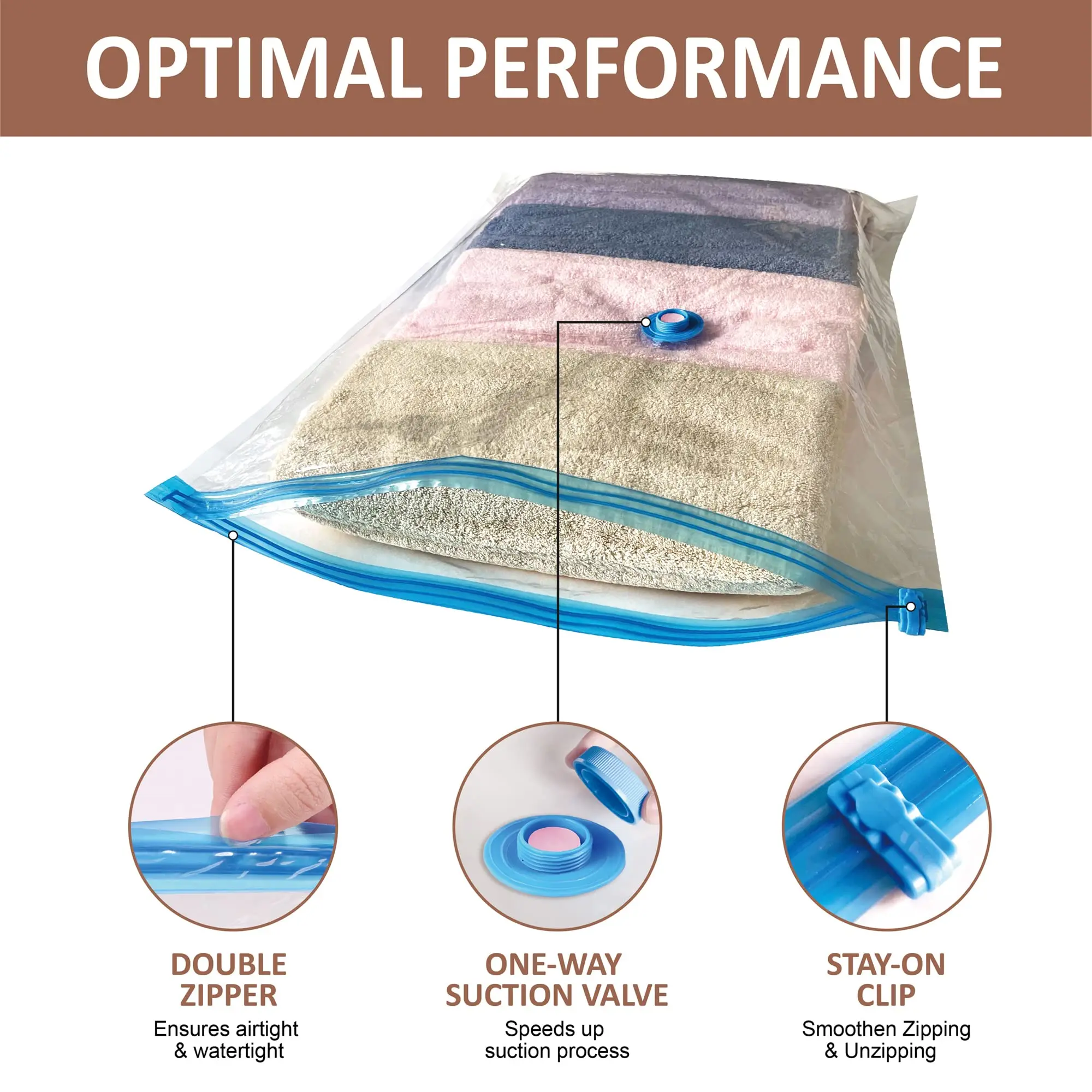 Vacuum Storage Bags 10 Small, Space Saver Seal Bags for Clothing Blankets Comforters Pillows Bedding Travel Luggage Carry-On 5