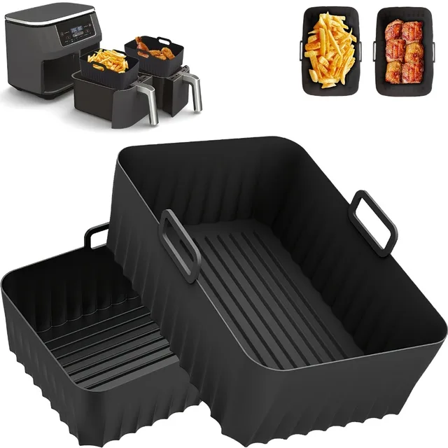 Pot de panier en Silicone pour friteuse à Air, pour Ninja AF400EU, rectangulaire, antiadhésif, doublures de cuisson, tapis réutilisable, plateau de cuisson pour four, moule 1