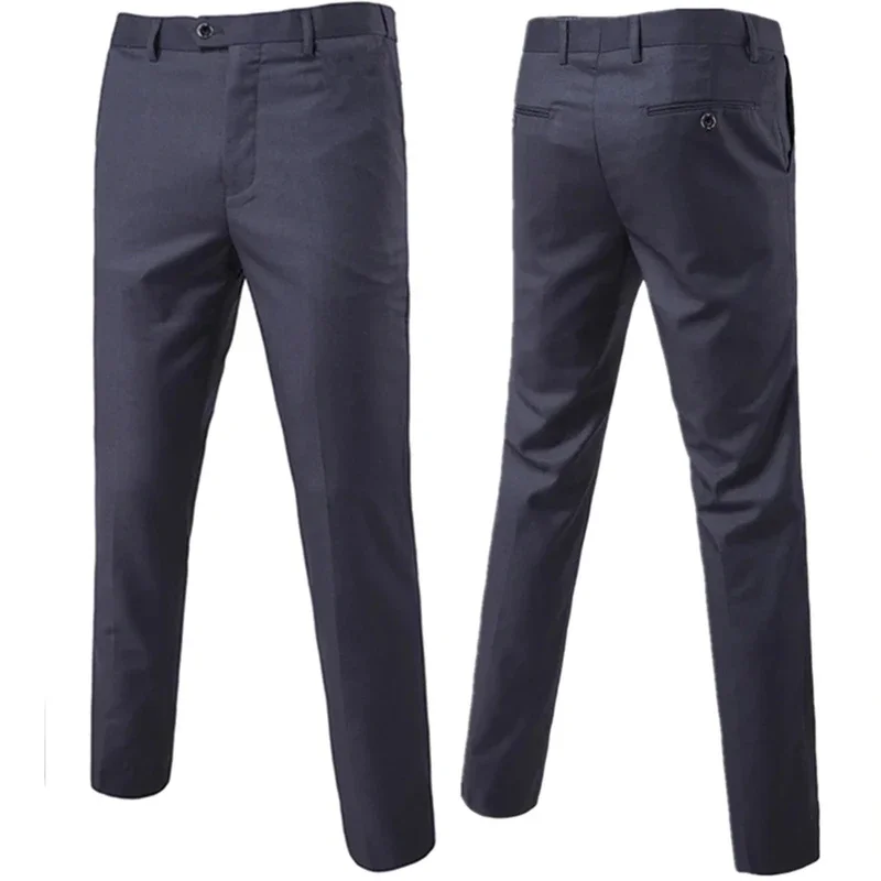 Men Groom Groomsmen Wedding Dress Business Official Solid Color Plus Size Fashion Classic Suit Pants / Men's Casual Trousers