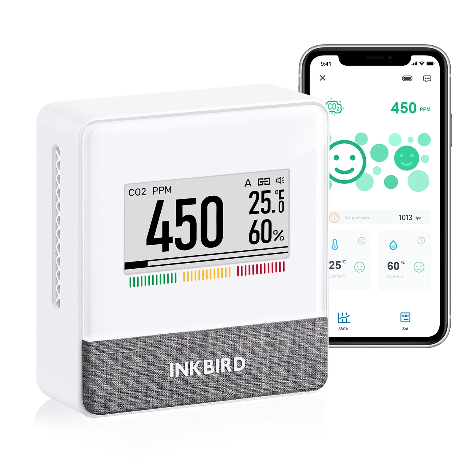 

INKBIRD IAM-T1 Smart Indoor Air Quality Electronic Ink Display App CO2 Temperature Humidity Air Pressure