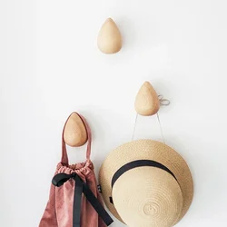 Room Decorative Hooks Wood Wall Hooks Water Droplet Key Hook Modern Creative Home Coat Rack Wall Hanger Bag Hooks for Hanging