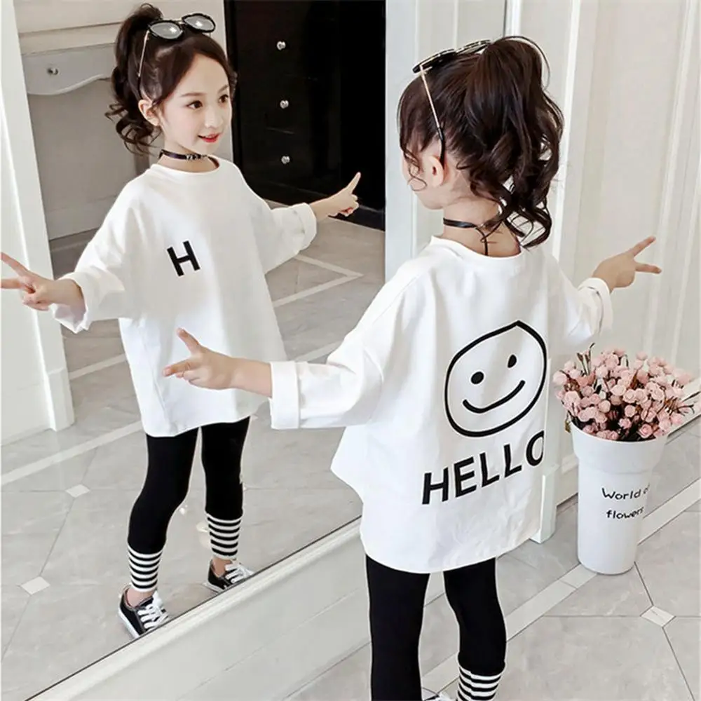 

Toddler Kids Full T-shirts Girls Leatter Casual Tops Koszulka Teenage Big Girls White T Shirt Children's Clothes Tee 8 6 10 12