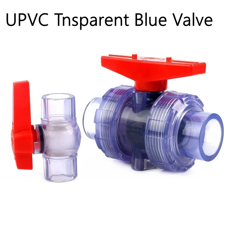 

1PC Transparent Blue UPVC Union Valve Socket Ball Valve Water Pipe Fittings Garden Irrigation Aquarium Fish Tank Connectors