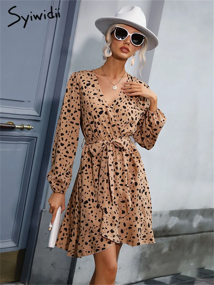 Syiwidii Leopard Print Dresses Women 