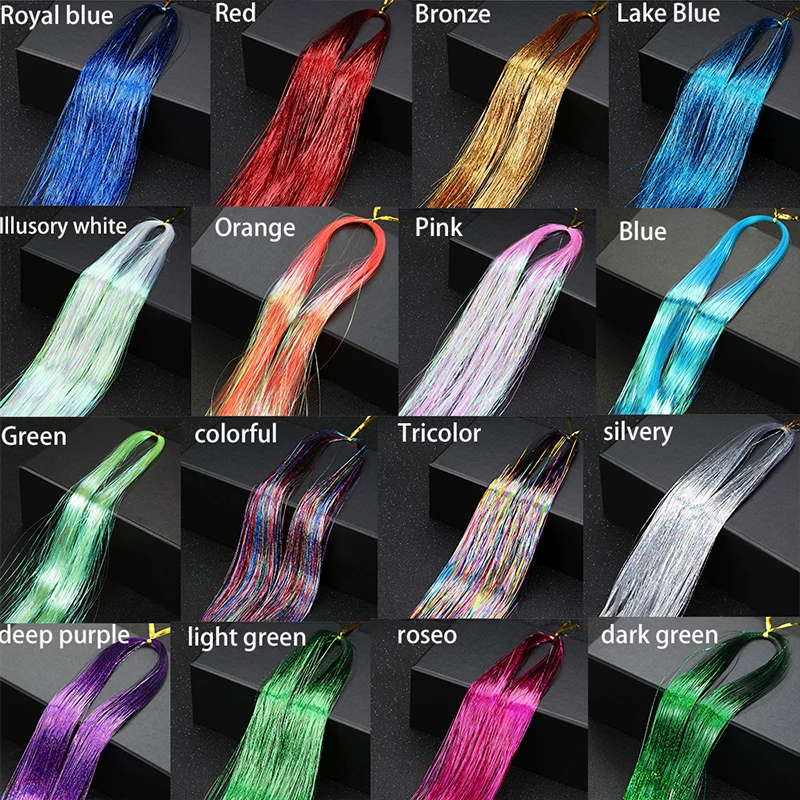 

Rainbow Shiny Hair Tinsel 36 Inch Sparkle Braiding Headwear Extensions for Women Hair Bling Dazzles False Hair Strands Cosplay