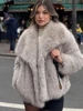 ZBZA Women's Faux Fur Cropped Jacket Coat Autumn Winter New Lapel Long Sleeve Thick Warm Soft Jacket Female Chic Warm Outerwear 5