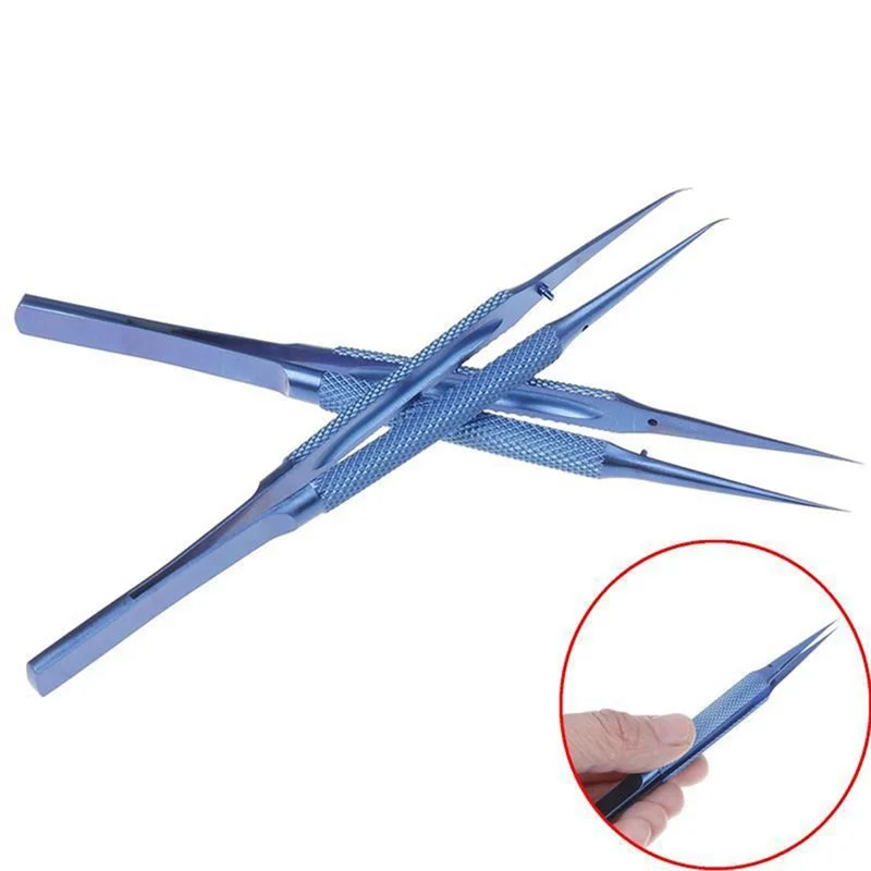 2025 트렌드 2개 세트 티타늄 합금 핀셋 기계 0.15mm 날카로운 끝부분 직선 굽힘 탈자기화 도구