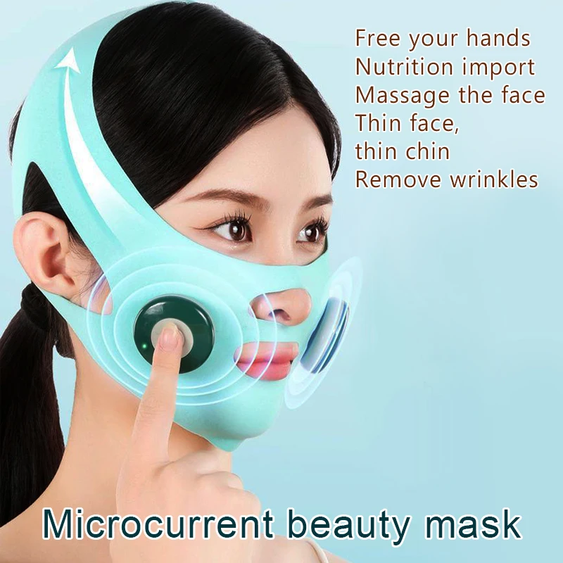 Home EMS micro current pulse lifting, firming, wrinkle removing, skin rejuvenation, face slimming, chin slimming, beauty shaping mask, electric facial massage and beauty device tool