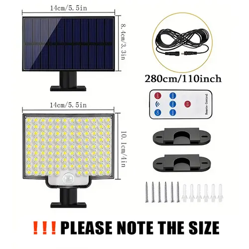 106LED Solar Outdoor Lights Motion Sensor Remote Wall Flood Lamp Security Waterproof Patio Garden Garage Fence Pathway Lighting - Image 6