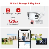 Caméra de surveillance Wifi extérieure 4MP POE double objectif 180 °   Caméra de sécurité à détection humaine AI ultra grand angle, application Camhipro 6