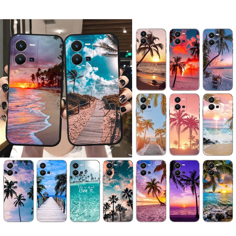 Summer Beach Sea Palm Tree Phone Case for VIVO Y53S Y33S Y22S Y11S Y31 Y21 Y70 Y20 Y21S Y72 Y35 Y51 Y01 V23E V21 V23 V21E Funda