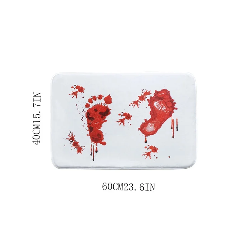 Halloween Style Soft Rug Decoration Polyester Horror Blood Footprints Halloween Home Non slip Mat Bathroom Carpets Toilet Rug