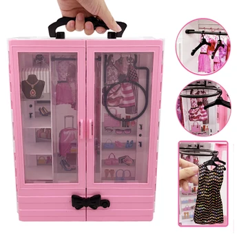 Pink Wardrobe with Hangers 1