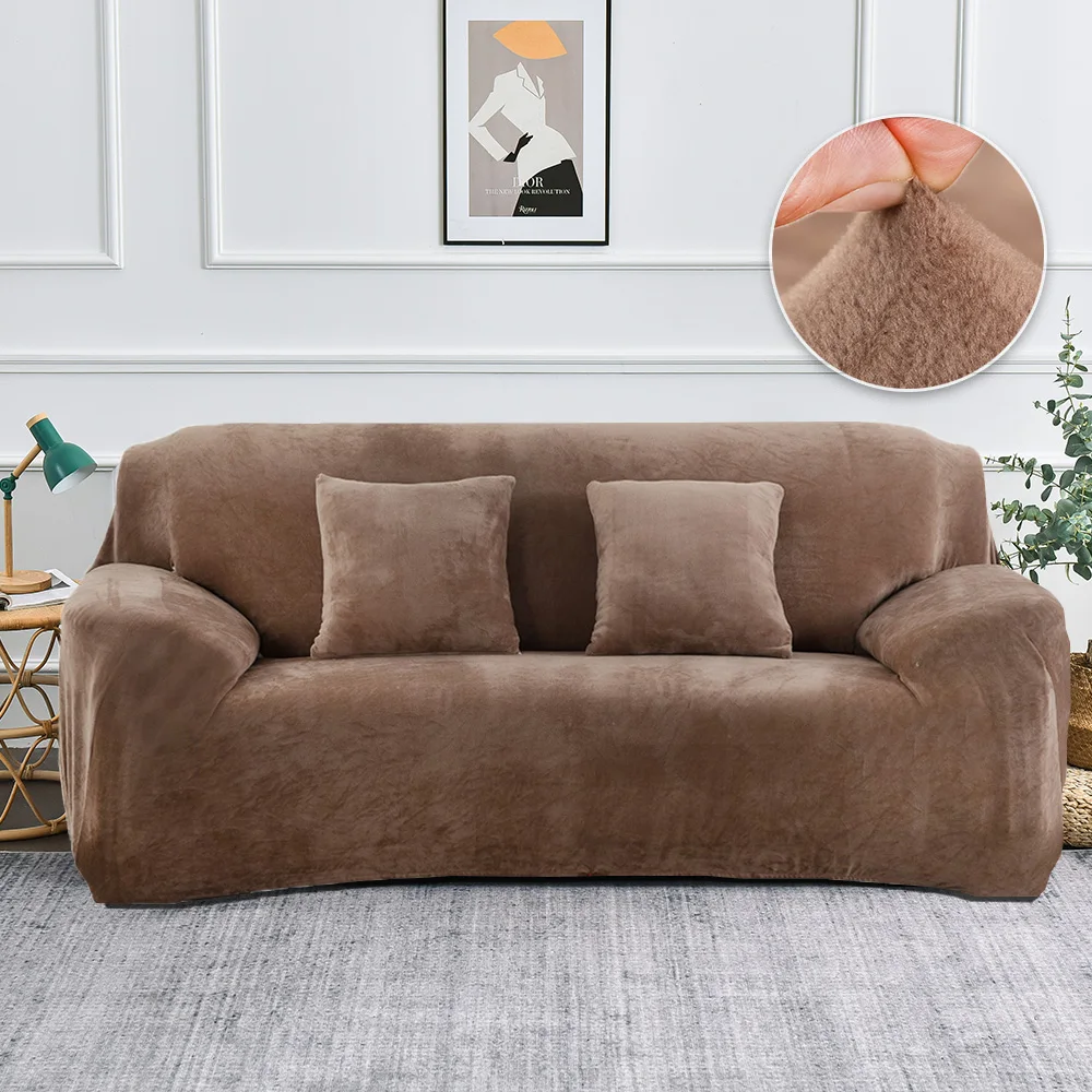 Very Thick Plush Solid Removable Stretch Lounge Covers Sofa Bed Cover Slipcover 