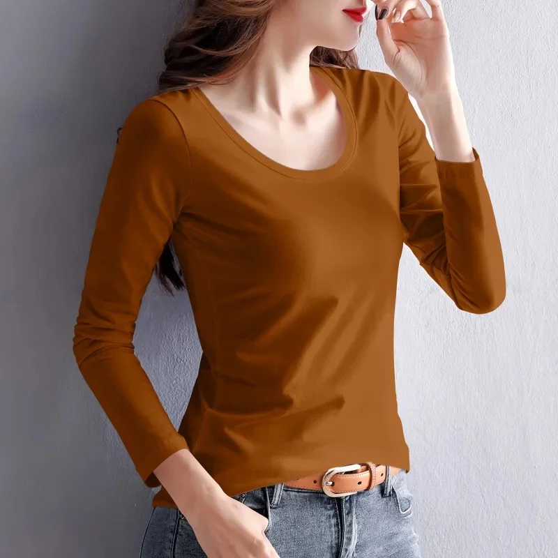 Brown round neck long sleeve