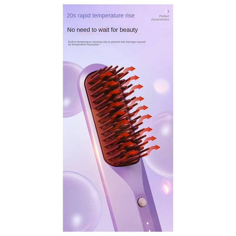 M14K-Rechargeable Hot Comb Cordless Hair Brush Straightener Heat Pressing Combs Electric Comb Anti Burn Fast Heating