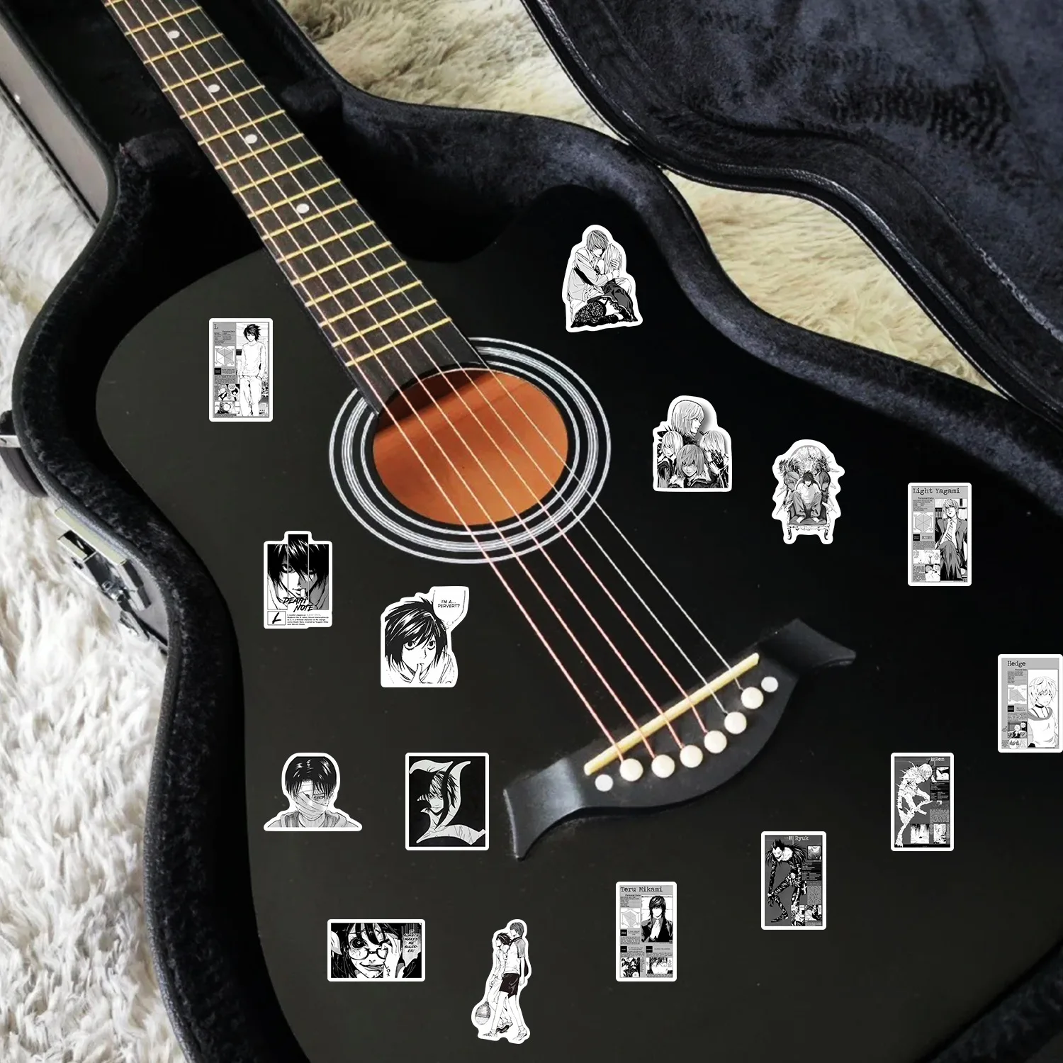 55PCS 애니메이션 데스 노트 스티커 블랙 화이트 데칼 스크랩북 수하물 노트북 자전거 가방 자동차 그래피티 스티커 장식 장난감