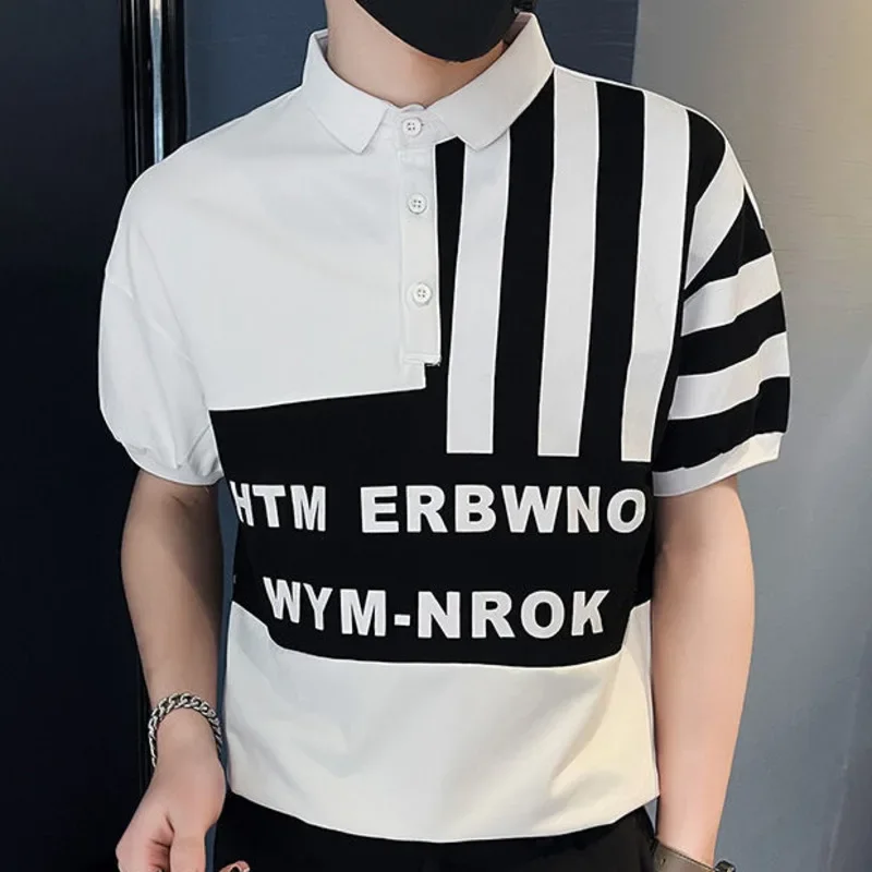 

Мужская летняя рубашка-поло с коротким рукавом и отложным воротником