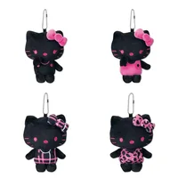 Kawaii Sanrio Hello Kitty Black Pink Leopard Pattern Plush Toys Keychain Cartoon Girl Heart Backpack Pendant Girls Birthday Gift 1