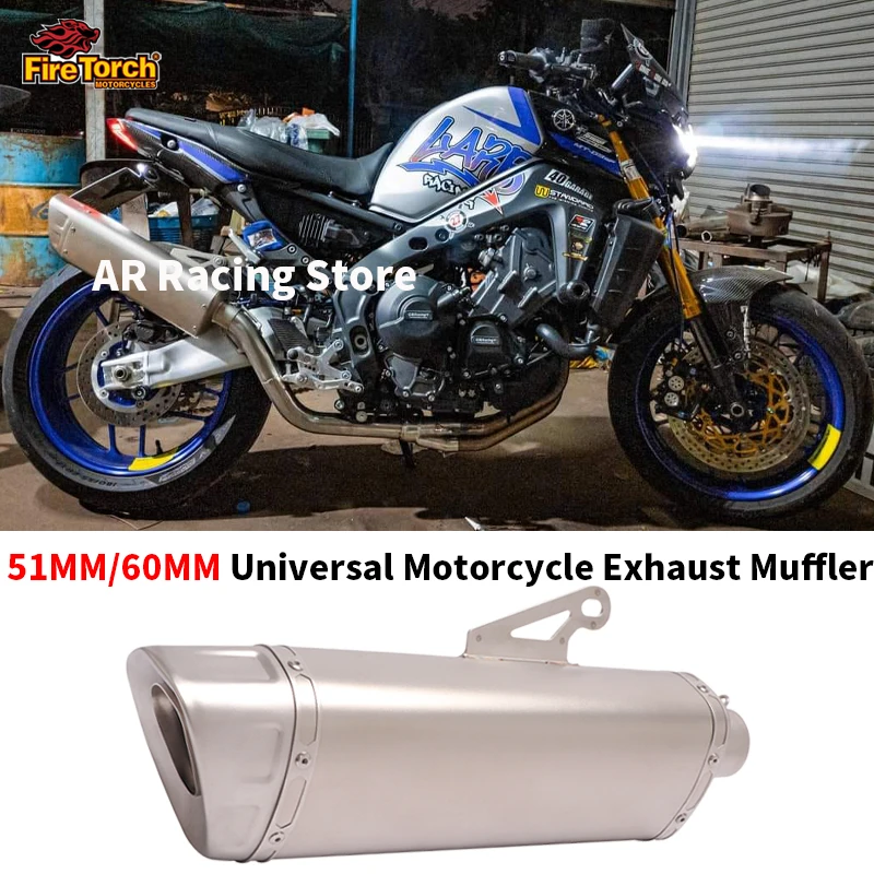 

51mm 60mm Universal Motorcycle Exhaust Muffler Modified escape moto Stainless Steel Pipe For MT09 ZX6R R1 CBR1000R R6 GSXR 750