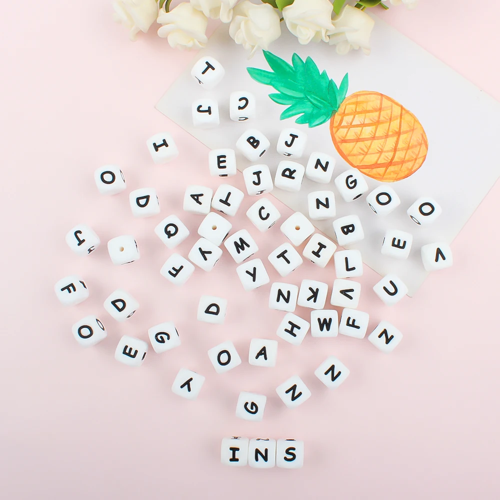 20PCS/Lot Silicone Letters Beads 12MM Baby English Alphabet Chew Bead BPA Free DIY Pacifier Chain Keychains Pen Accessories 3
