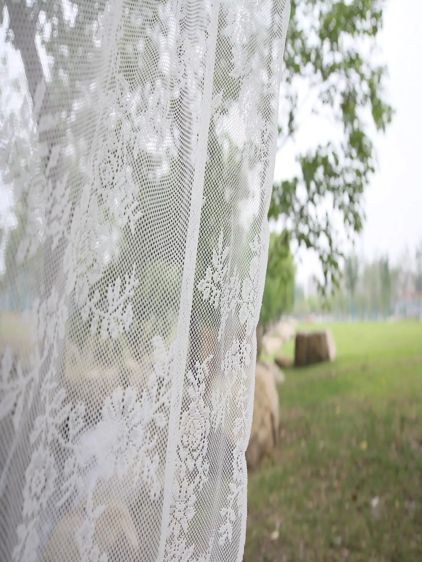 French Lace Semi Transparent Rod Curtains Suitable For Filtering Light In Living Room Windows One Piece Set sheer curtains window curtains decor curtains lace curtains light filtering curtains