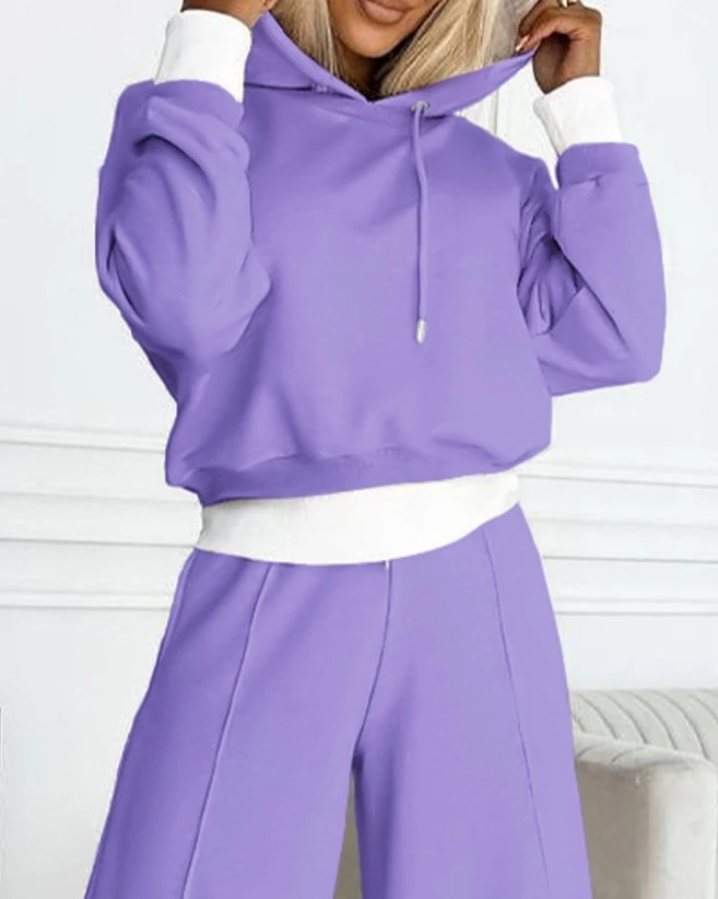 Fashion Long Sleeve Hoodie and Wide Leg Pants Set Casual 2023 New Hot Selling Fashion Women's Wear