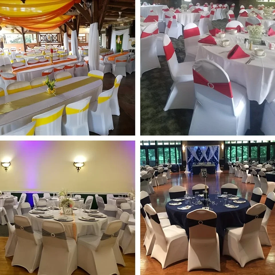 50 Pack Elastic Chair Bow Tie Sashes for Events