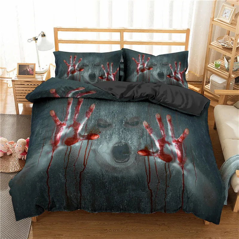 Crânio jogo de cama 3d impressão terror crânios padrão fantasma