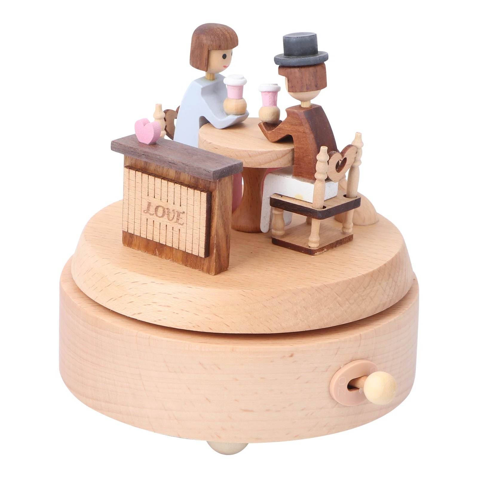 

Wood Wind Box for Boys, Beautiful Love Couple Wooden Box Mechanical Box Gift for Birthday Valentines Day