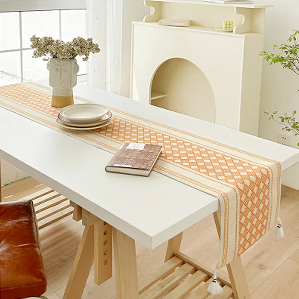 

Modern Grid Geometry Table Runner Simple Printed Runner Table Cloth Home Dining Room Living Room Decor Tablecloth Linen Cotton