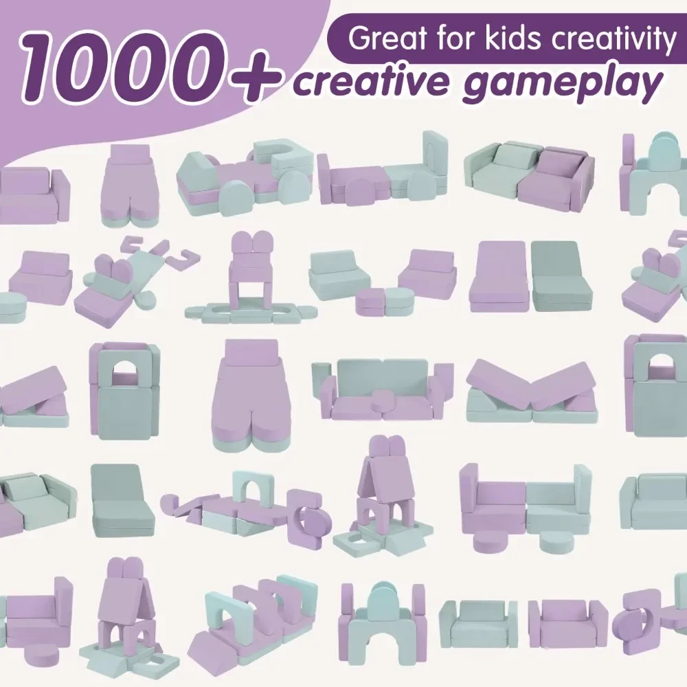 Skin-Friendly Modular Kids Play Couch for Kids 1-12, Foam Castle and Floor Couch for Playroom, Ideal Gift for Kids 4