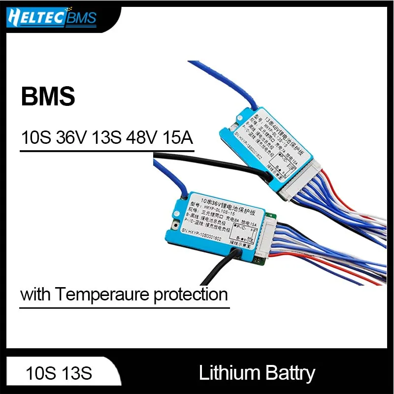 BMS 36V48V 10S13S 15A 18650 BMS For Ternary lithium battery Electric bicycle Electric vehicle BMS with Temperaure protection