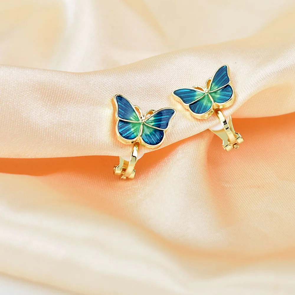 Korea Style Butterfly Ear Clip Earrings Non Pierced Resin Jewelry For Women Bridal Party Gift ear clip earrings clip earrings ear clip ear accessories