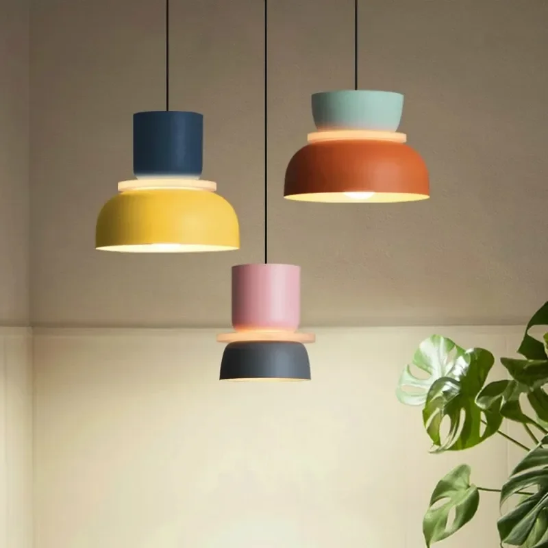 

New Modern Colour Pendant Lamp Led Nordic Hanging Suspension Bedside Living Bedroom Study Bar Dining Room Lighting Macaron Decor