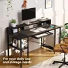 Computer Desk with LED Lights & Power Outlets, 54” Gaming Desk with Storage Shelves, Home Office Desk with Keyboard Tr 6