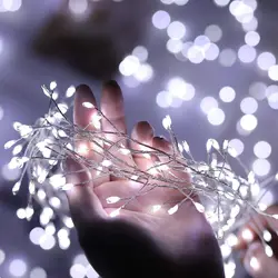 LED Firecracker String Lights for Outdoor Garden Decor, Weddings, Parties, and Christmas (White Light)