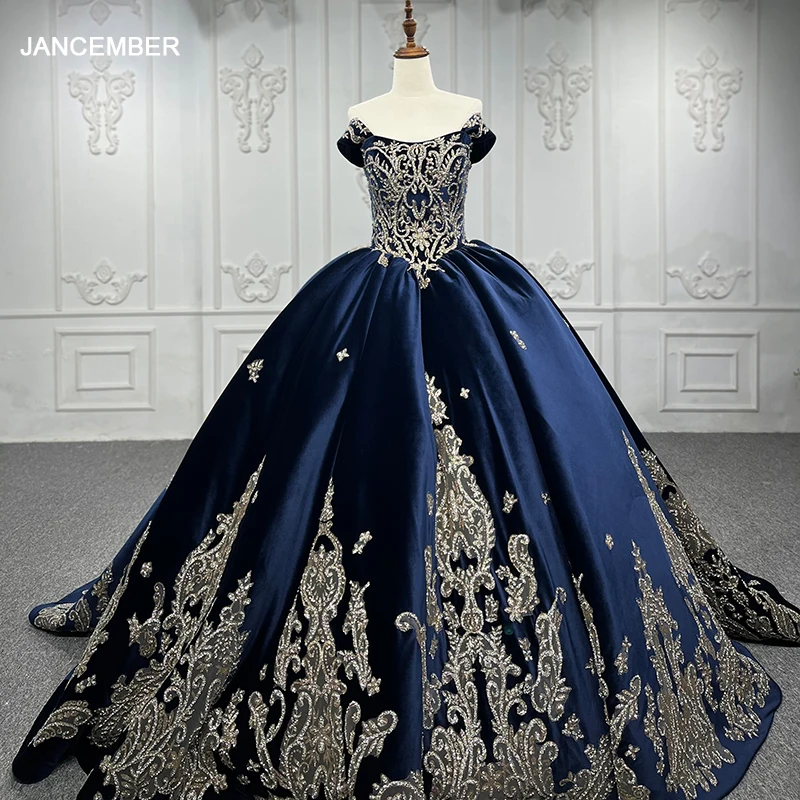 Velvet Blue Evening dresses Ball Gown Quinceanera Dress 2022 Off The Shoulder DY9867 vestidos para 15 quinceanera 202 1