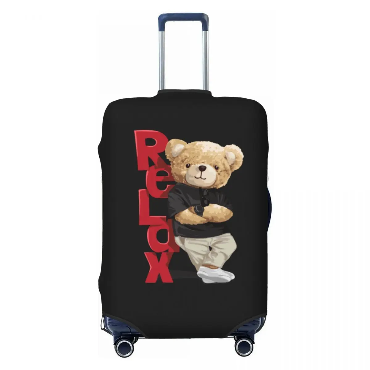 Bear Doll Pattern Suitcase Cover Relax Cute Animal Cartoon Vacation Cruise Trip Strectch Luggage Supplies Protection