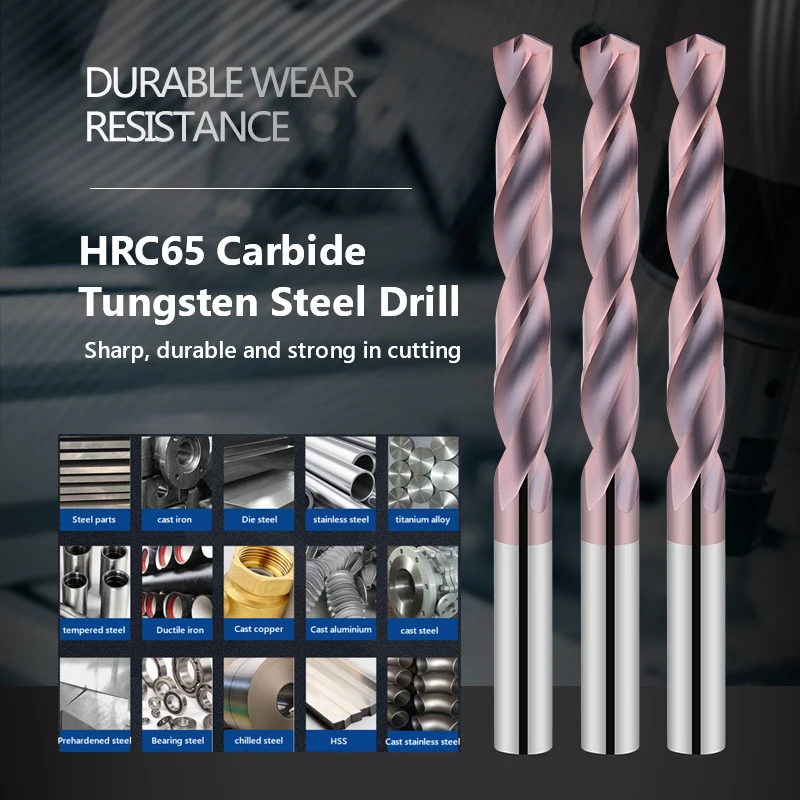HRC65 Carbide Drill Bits 1 22mm Hard Metal Drills Tungsten Steel Twist