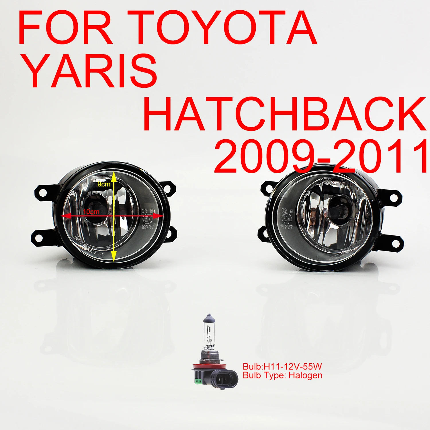 

Противотуманные фонари для хэтчбека Toyota Yaris 2008 2010 2011, прозрачные стеклянные линзы, галогенная лампа H11 с правой и левой стороны