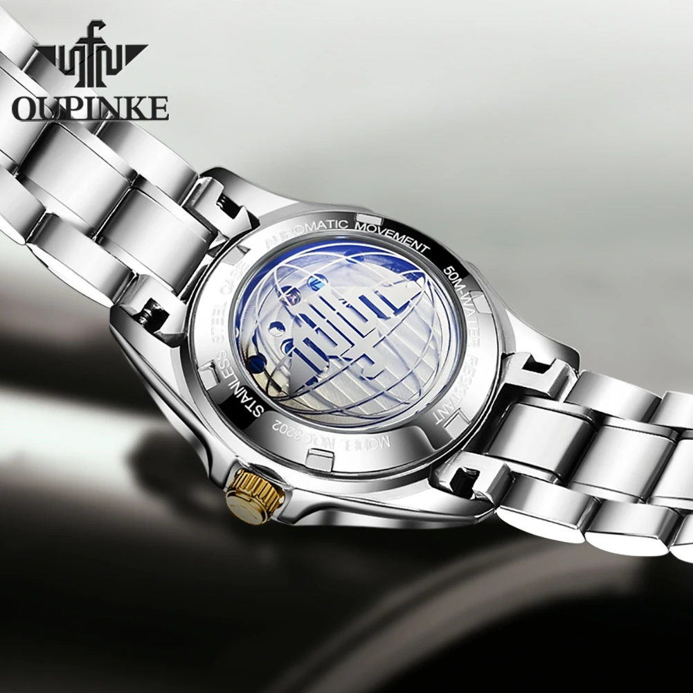 OUPINKE 3202 Brand Skeleton Women's Mechanical Watch Tungsten steel sapphire 50m Waterproof Luxurious Elegant Lady Wristwatch 2