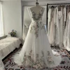 Mryarce 2024 Colorful Embroidery Lace Flowy Wedding Dresses Sleeveless A Line Open Back Bridal Gowns 2
