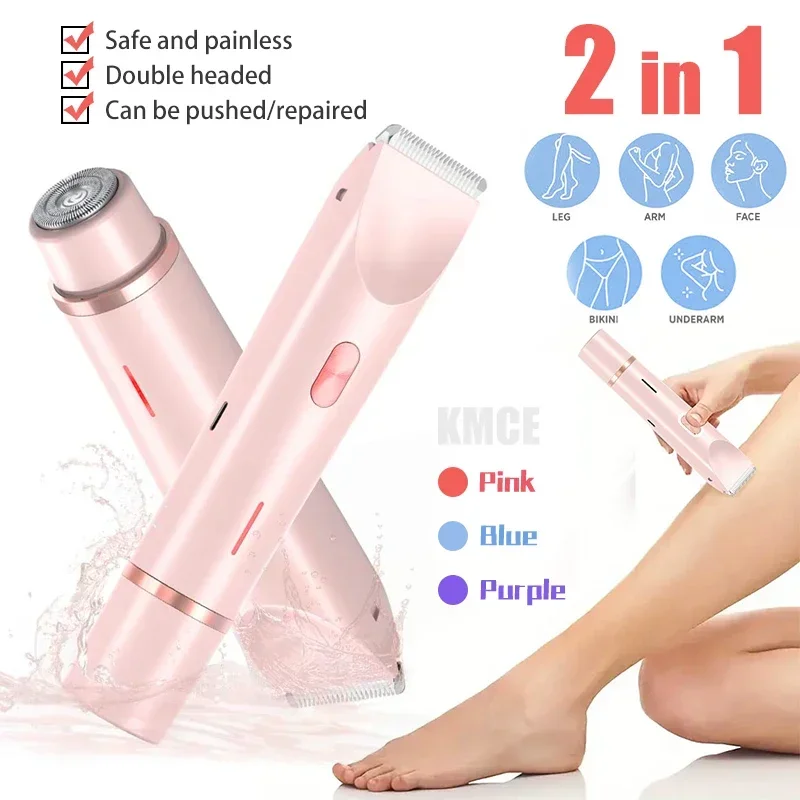Waterproof Bikini Trimmer for Women Rechargeable Electric Shaver Painless Hair Remover for Body Face Legs Underarms Portable