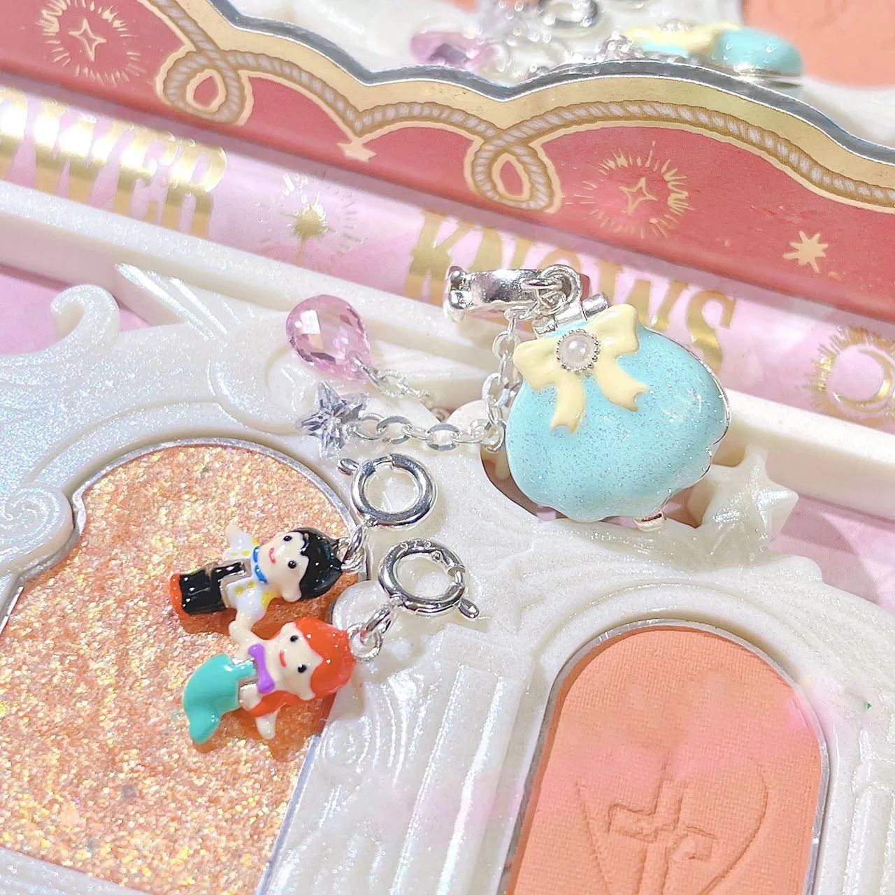 925 Sterling Silver Glitter Shell Polly Pocket Charm Bead