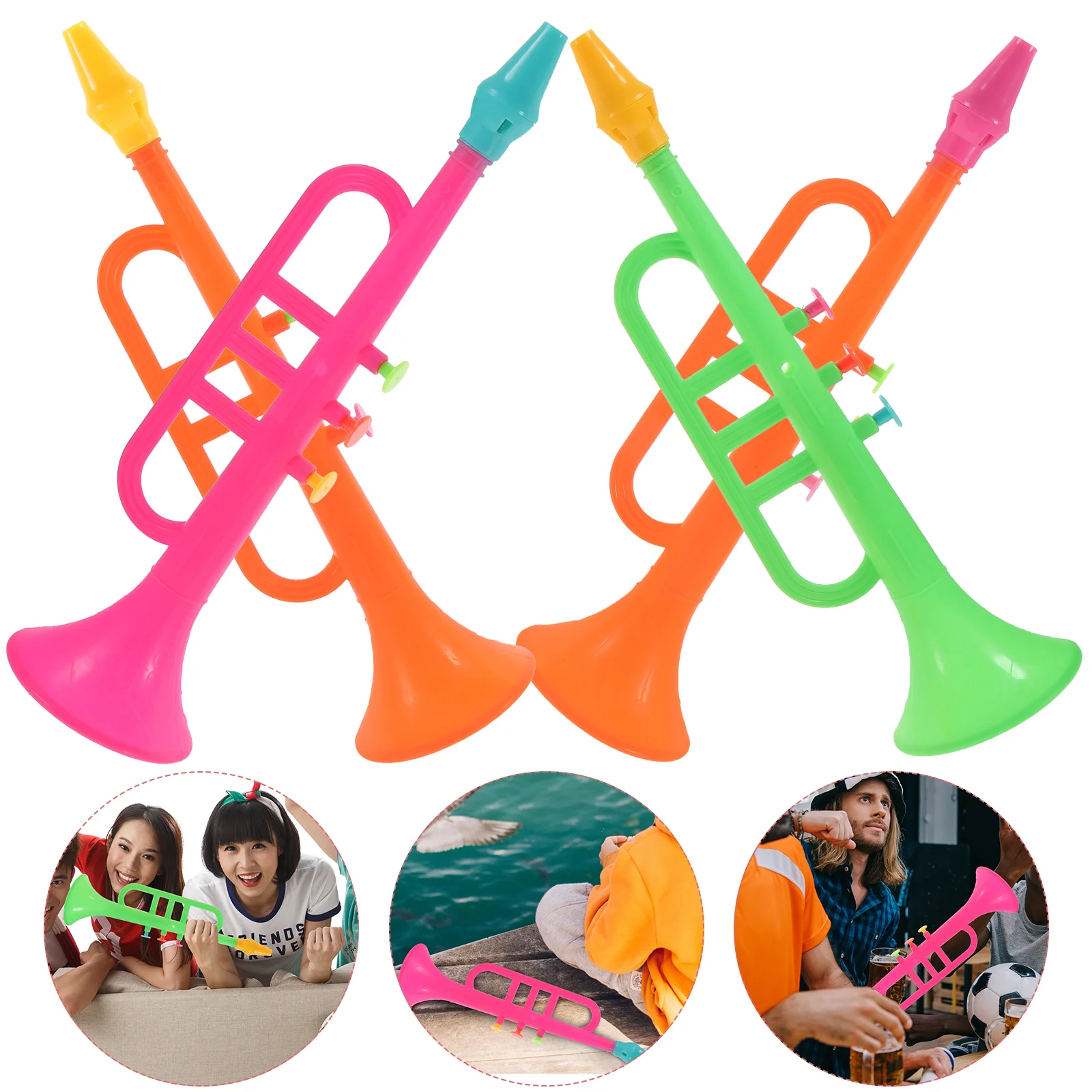 

4 Pcs New Year Party Supplies Musical Instruments Mini Prop Plastic Trumpet Portable Funny